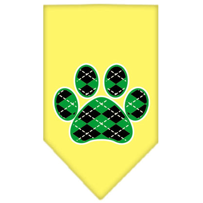 Pet and Dog Bandana Screen Printed,  "Green Argyle Paw"