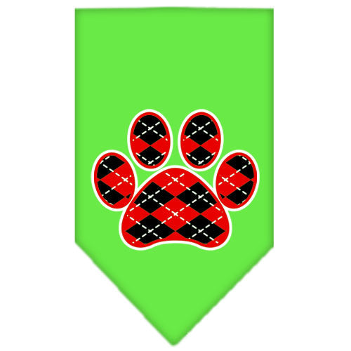 Pet and Dog Bandana Screen Printed, "Red Argyle Paw"