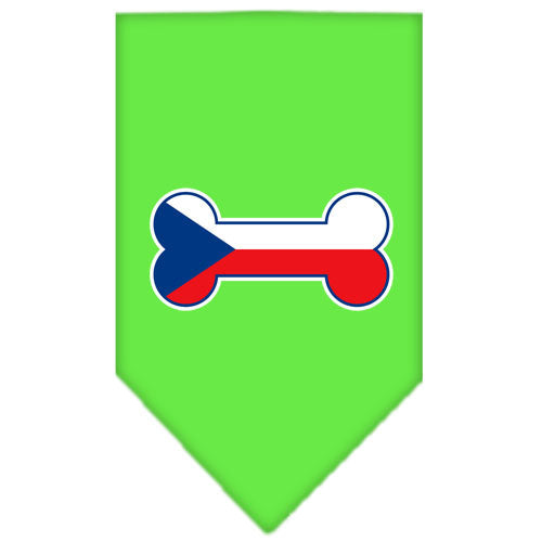 Pet and Dog Bandana Screen Printed,  "Bone Shaped Czech Republic Flag"