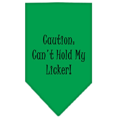 Pet and Dog Bandana Screen Printed, "Caution: Can't Hold My Licker"