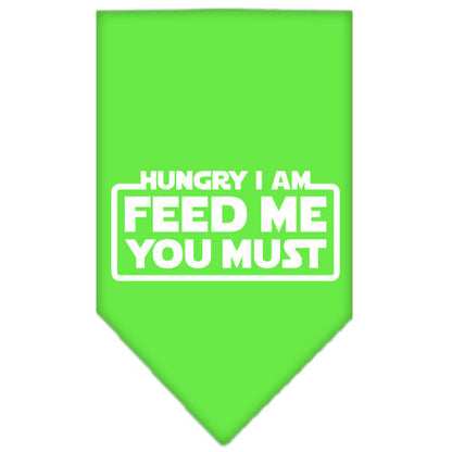 Pet and Dog Bandana Screen Printed, "Hungry I Am, Feed Me You Must"