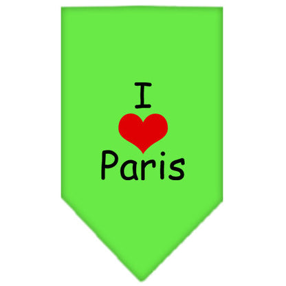 Pet and Dog Bandana Screen Printed, "I Love Paris"
