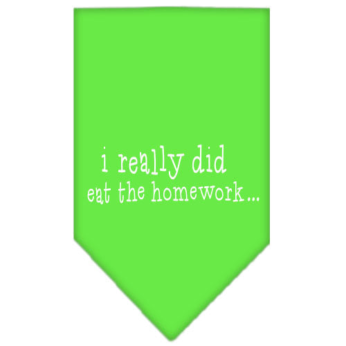 Pet and Dog Bandana Screen Printed, "I Really Did Eat The Homework"