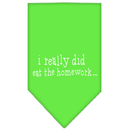Pet and Dog Bandana Screen Printed, "I Really Did Eat The Homework"