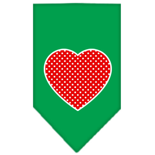 Pet and Dog Bandana Screen Printed, "Red Swiss Dot Heart"