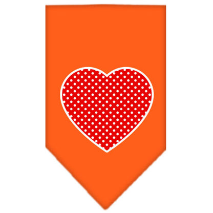 Pet and Dog Bandana Screen Printed, "Red Swiss Dot Heart"