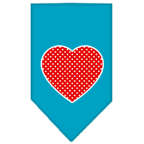 Pet and Dog Bandana Screen Printed, "Red Swiss Dot Heart"