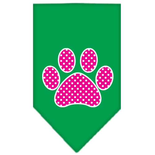 Pet and Dog Bandana Screen Printed, "Pink Swiss Dot Paw"