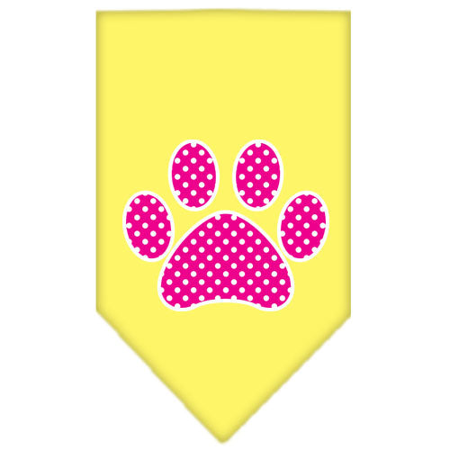 Pet and Dog Bandana Screen Printed, "Pink Swiss Dot Paw"