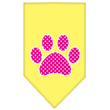 Pet and Dog Bandana Screen Printed, "Pink Swiss Dot Paw"