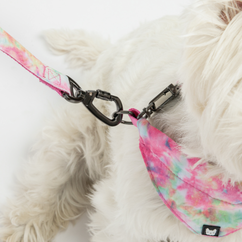 🌸🐶 Pink Tie-Dye Poplin Dog Leash – Durable, Secure & Stylish