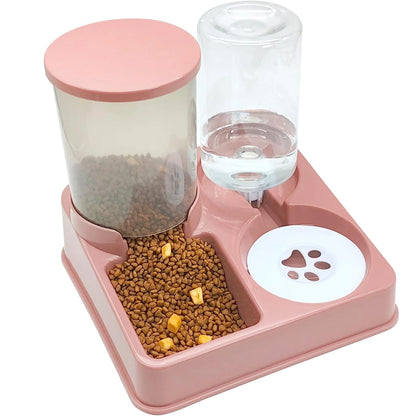 Automatic Cat Feeder Water Dispenser Set 2 In 1 Tilted Automatic Pet Food And Water Feeder Gravity Food Feeder And Waterer