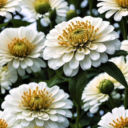 250 White POLAR BEAR ZINNIA Elegans Flower Seeds