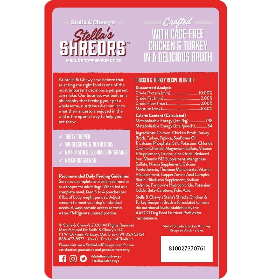 Stella & Chewy's Shredrs Chicken & Turkey Dog Food (2.8oz)