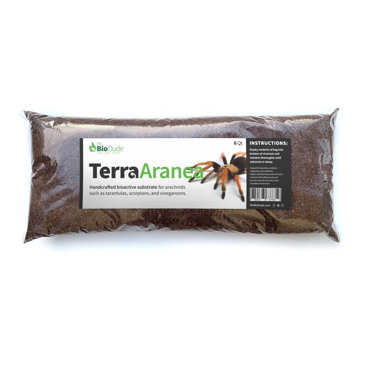 The Bio Dude - Terra Aranea Substrate for Tarantulas 6 qt - The Ultimate Invert Bioactive Substrate - DS