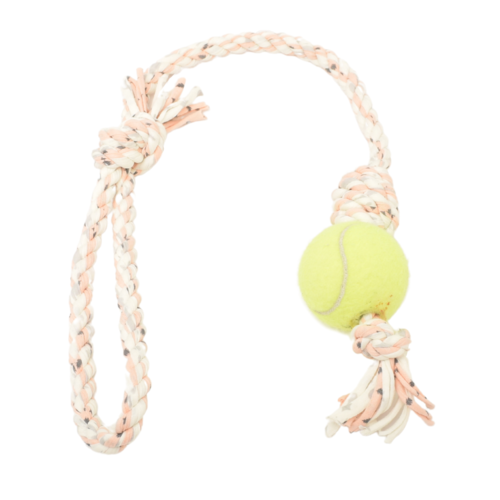 Loop/Barrel Tug Toys with Recycled Tennis Ball Dog