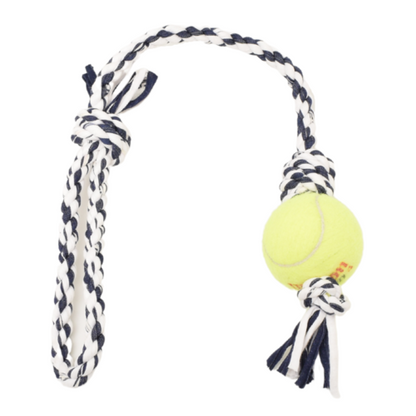 Loop/Barrel Tug Toys with Recycled Tennis Ball Dog