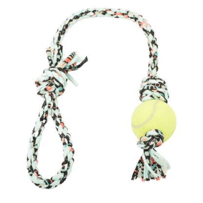 Loop/Barrel Tug Toys with Recycled Tennis Ball Dog