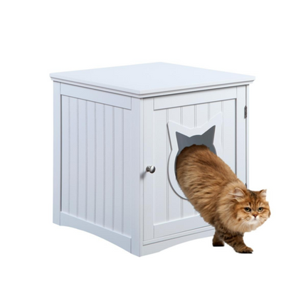 Cat House Side Table Nightstand Pet House Litter Box Enclosure
