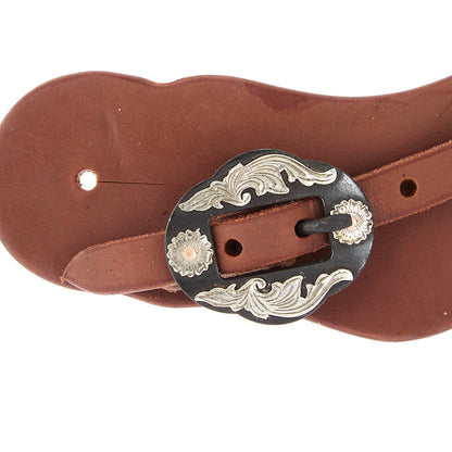 WD-CSSO-18 Mens Heavy Oiled Cowboy Spur Straps With Double Flower Buckles