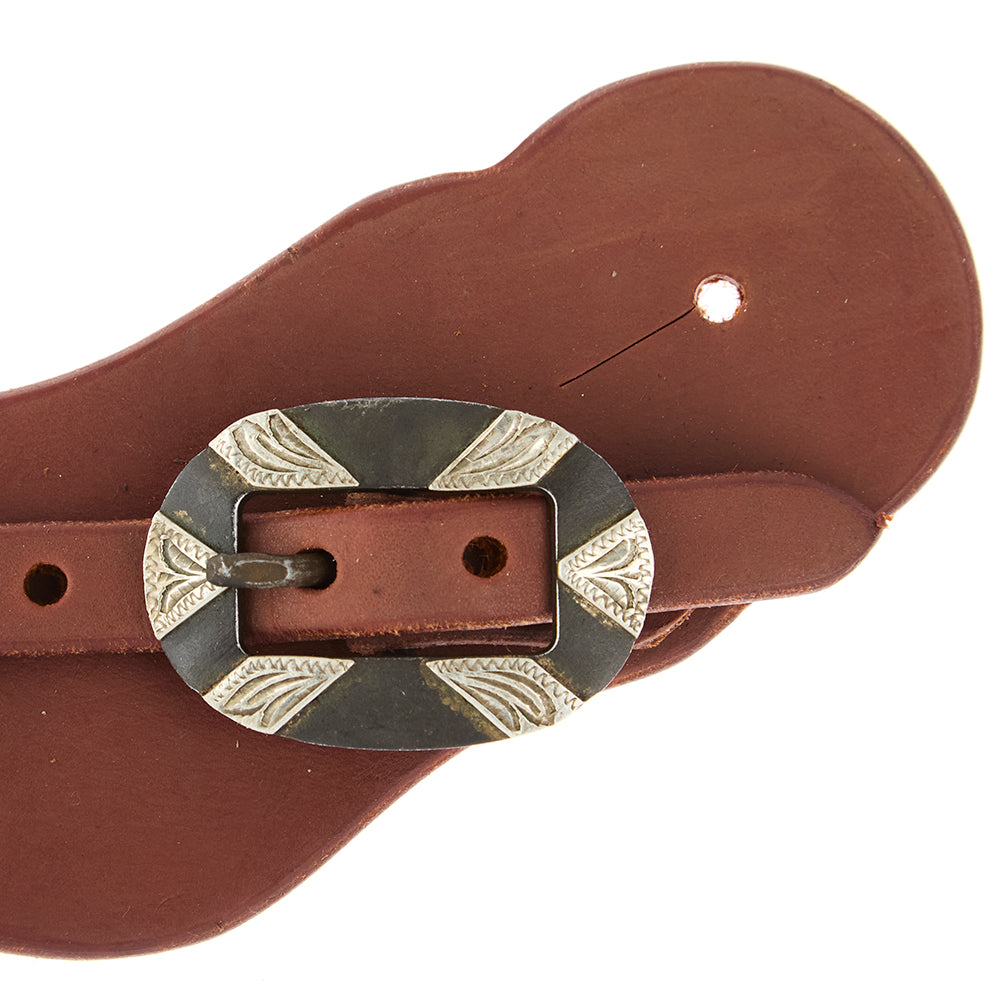WD-CSSO-20 Mens Heavy Oiled Cowboy Spur Straps With Oval Silver Bar Buckles