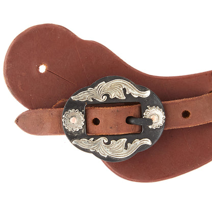 WD-LYCSSO-18 Ladies Youth Heavy Oiled Cowboy Spur Straps With Double Flower Buckles