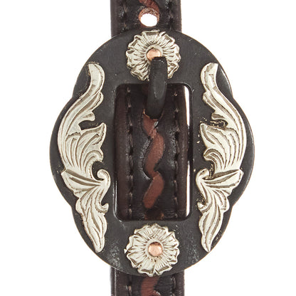 WD-RTSEH-HO-18 Heavy Oiled Rope Tooling Double Flower Buckle Single Ear Headstall
