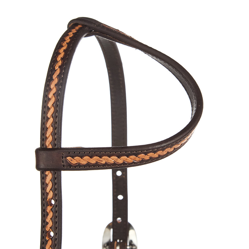 WD-RTSEH-MO Medium Oil Rope Tooled 5/8" Single Ear Headstall