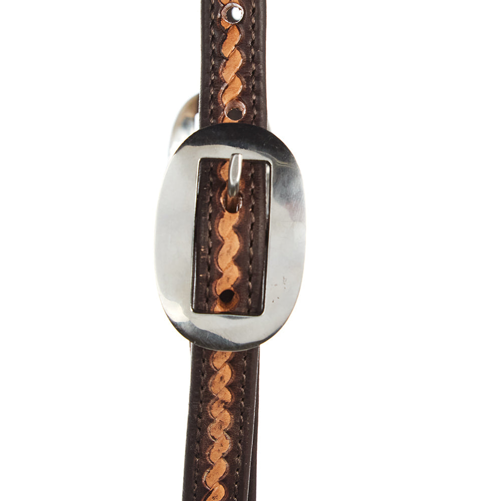 WD-RTSEH-MO Medium Oil Rope Tooled 5/8" Single Ear Headstall
