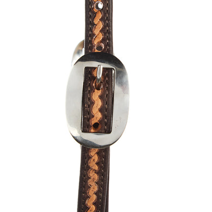 WD-RTSEH-MO Medium Oil Rope Tooled 5/8" Single Ear Headstall