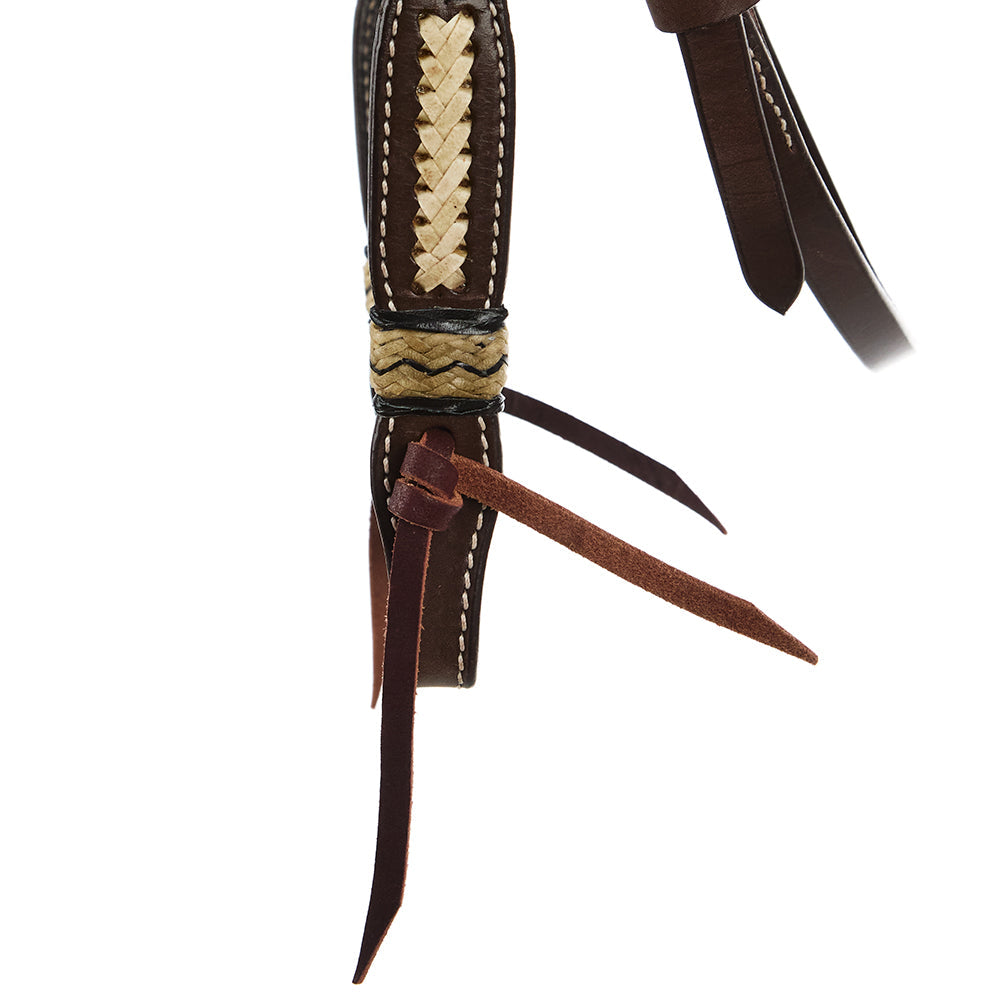 WD-SBH10 Braided Rawhide Chocolate Browband Headstall