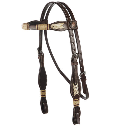 WD-SBH11 Natural Rawhide Scalloped Quick Change Browband Headstall