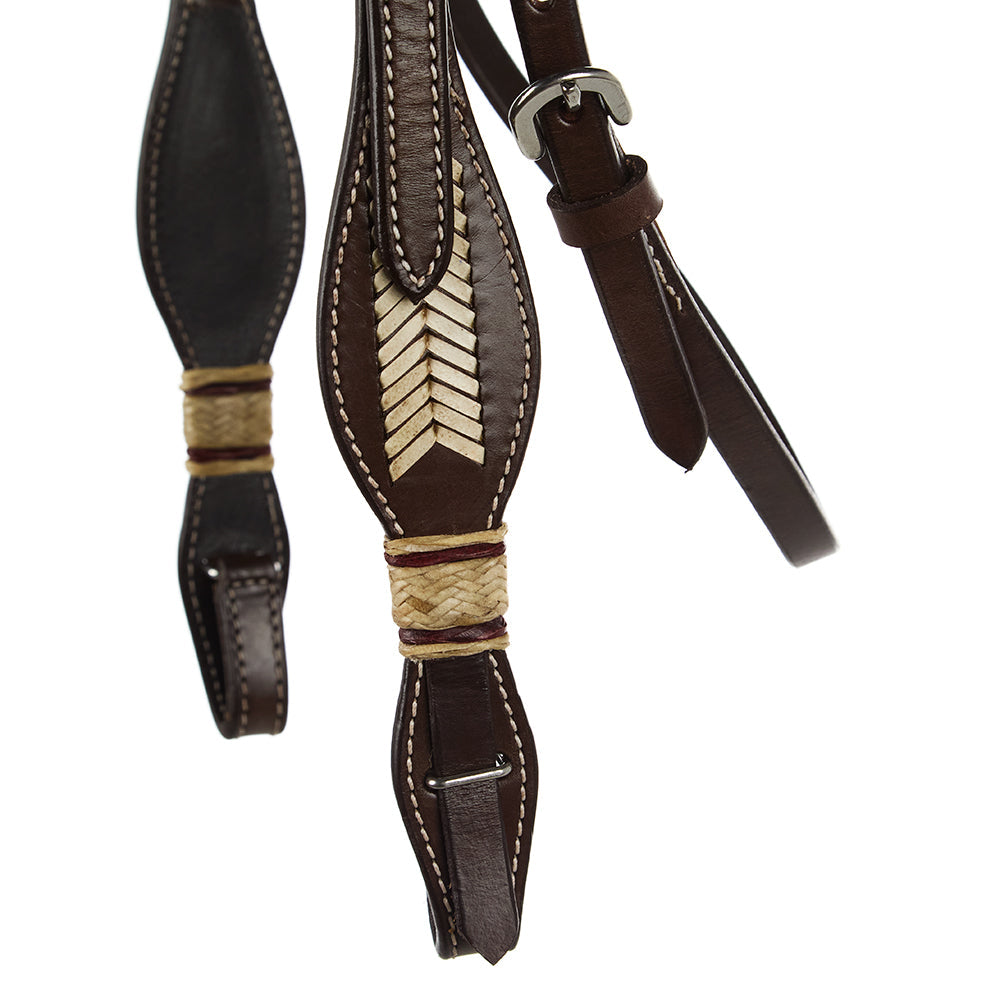 WD-SBH11 Natural Rawhide Scalloped Quick Change Browband Headstall