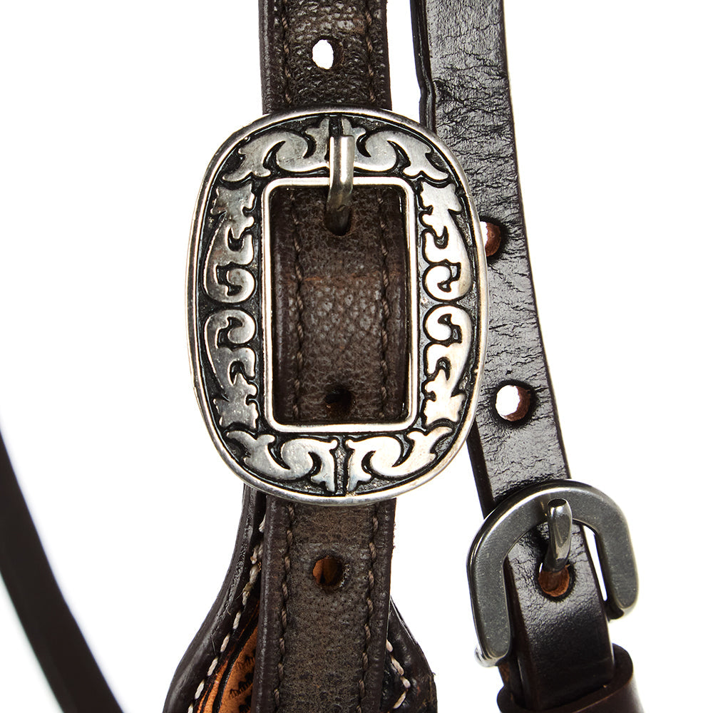 WD-SBH1 Black Overlay Tooled Combo Browband Headstall