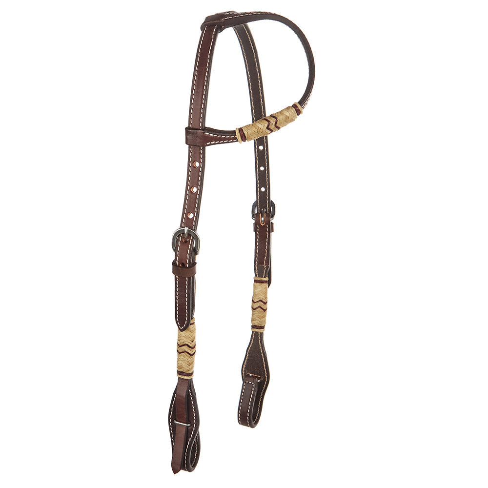 WD-SEH1 Chocolate Natural Rawhide Quick Change Single Ear Headstall