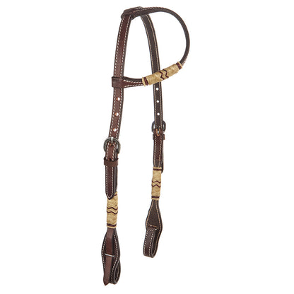 WD-SEH1 Chocolate Natural Rawhide Quick Change Single Ear Headstall