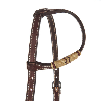 WD-SEH1 Chocolate Natural Rawhide Quick Change Single Ear Headstall