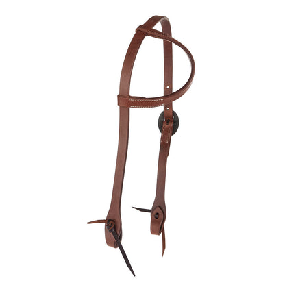 WD-SEHO-13 Heavy Oil Harness Leather Floral Silver Bar Single Buckle Single Ear Headstall
