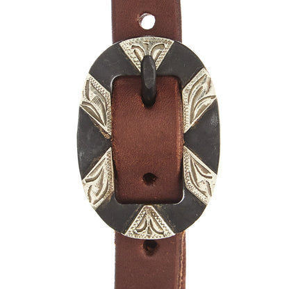 WD-SEHO-20 Heavy Oil Harness Leather Oval Silver Bar Buckle Single Ear Headstall
