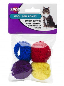 4PK SPOT ETHICAL WOOL POM POMS WITH CATNIP CAT TOY