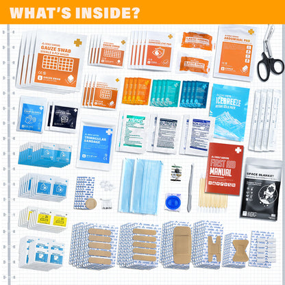 OSHA/ANSI Compliant All-Purpose 400 Pcs First Aid Kit (ORANGE)