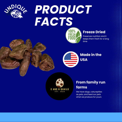Freeze-Dried Duck Hearts, 3 oz, Single Ingredient Dog & Cat Treats, USA Made
