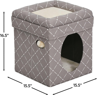 Cat Hous  in Fashionable Mushroom Diamond Print