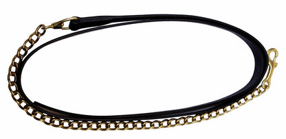 Henri de Rivel Pro Collection Leather Lead with 24" Solid Brass Chain