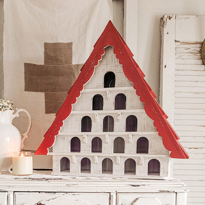 Red Roof Multi Tiered Functional Birdhouse