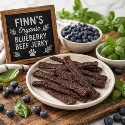 Dehydrated Blueberry Beef Jerky Dog Treats | Organic, Human-Grade, High-Protein (No Preservatives)