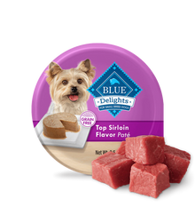 Blue Buffalo Blue Delights Small Breed Adult Dog Top Sirloin Flavor in Savory Juices Pate Wet Dog Food (3.5oz)