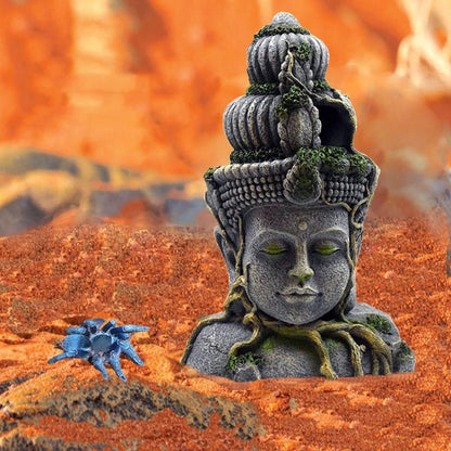 Bodhisattva Head Resin Aquarium Decoration - Stunning Reptile Tank Ornament