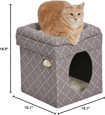 Cat Hous  in Fashionable Mushroom Diamond Print