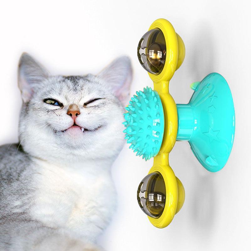 Catnip Spin & Scratch Toy: Interactive Multi-Function Windmill Toy For Cats-0